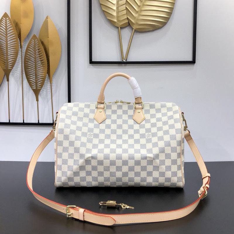 LV Shoulder Handbags N41372 white grid